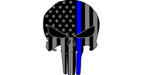 Thin Blue Line American Flag Punisher Decal Sticker 68
