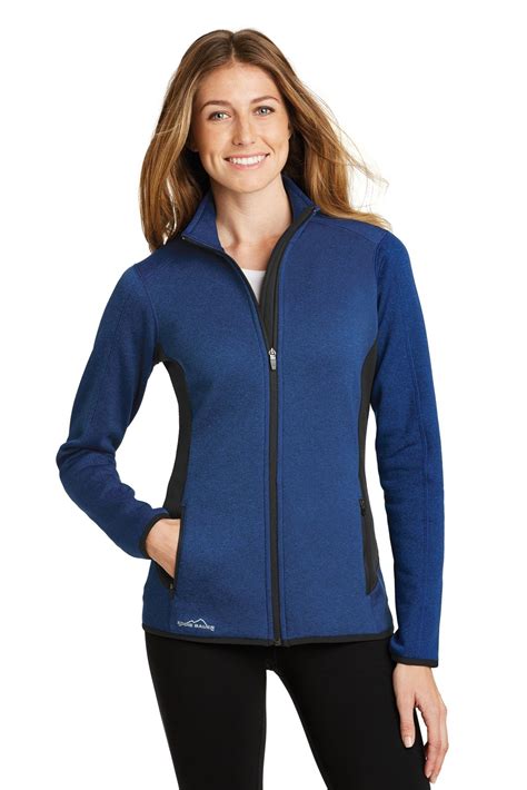 Eb239 Eddie Bauer Ladies Full Zip Heather Stretch Fleece Jacket