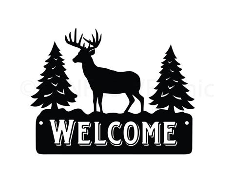 Deer Welcome Sign Svg Cut File Welcome Deer Silhouette Etsy
