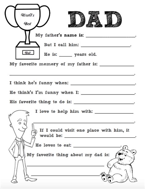 Free Printable Father’s Day Coloring Worksheets 2 Designs