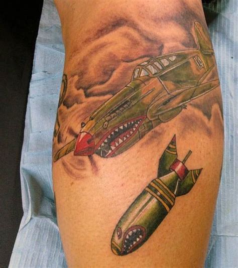 Leg Calf Air Plane Bomber Tattoos For Men Us Navy Tattoos Army Tattoos