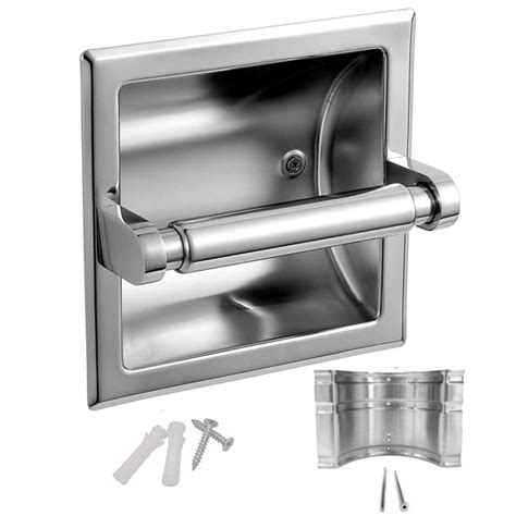 Accent your bathroom with a toilet paper holder or robe hook from menards, available in a wide variety of compareclick to add item designer's image™ recessed paper holder to the compare list. BOHK Polished Chrome Recessed Toilet Paper Holder In Wall ...