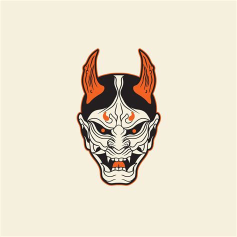 Japanese Demon Oni Mask Logo Design Vector Illustration It Can Be Use