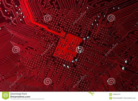 Close Up Photo Of Red Pcb Stock Image Image Of Electricity 109949179