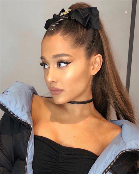 The hair is a sophisticated hairstyle with no bangs. Pin on ♡ ariana grande