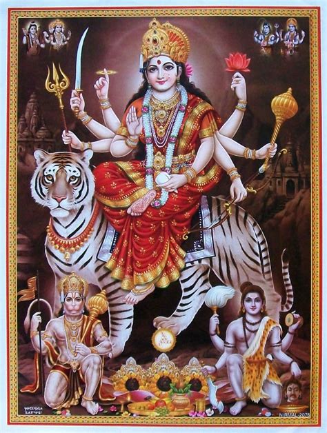Durga Maa With Hanuman Bhairav Divine Durga Ji Lord Durga Devi Durga