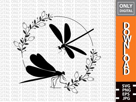 Dragonfly In The Flower Wreath Svg Cute Dragonfly Svg Love Etsy Ireland