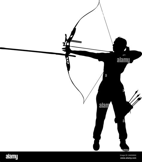 Silhouette Bow Hunter Drawing Bow High Resolution Stock Photography And