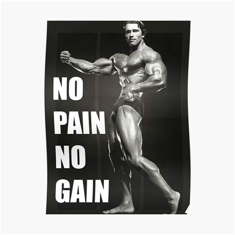 No Pain No Gain Arnold Schwarzenegger Poster Canvas Print Wooden