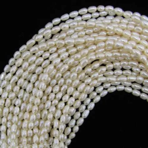 Free Shipping 00613 4 5mm White Freshwater Natural Pearl Rice Loose