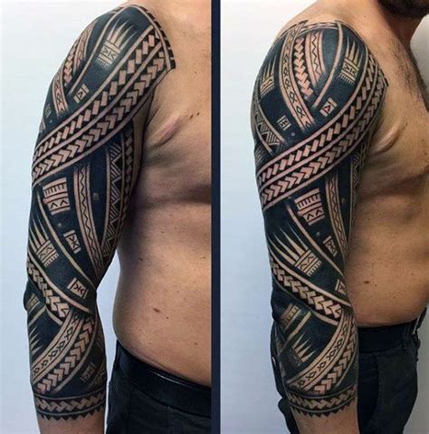 75 Tribal Arm Tattoos For Men Interwoven Line Design