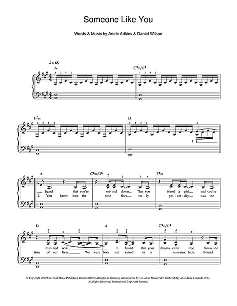 Partition piano Someone Like You de Adele - Piano Facile