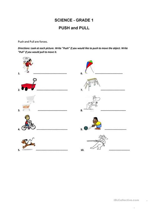 Matter can exist in three different forms. Push and Pull worksheet - Free ESL printable worksheets ...