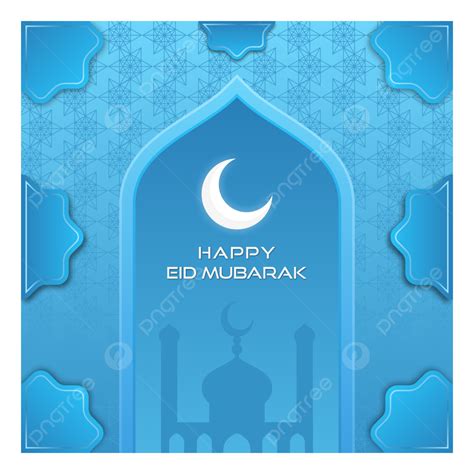 Elegant Blue Eid Background Eid Mubarak Vector Background Image And