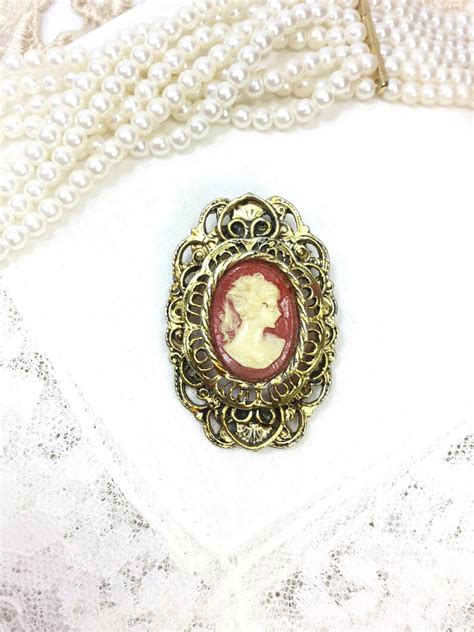 Lovely Vintage Cameo Brooch Gerrys Cameo Pin Victorian Etsy
