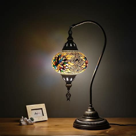 Asylove Turkish Mosaic Lamp Gooseneck Moroccan Desk Lamp Antique