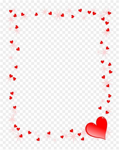 A Red Heart Frame With White Stars And Hearts On The Border Hd Png