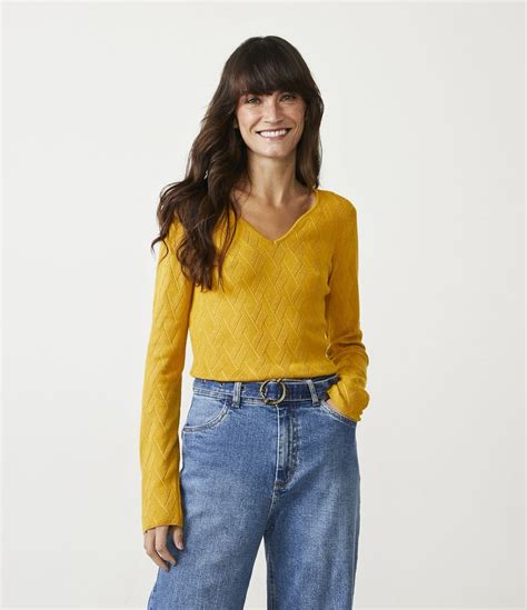Suéter Em Viscose Com Textura Geométrica Amarelo