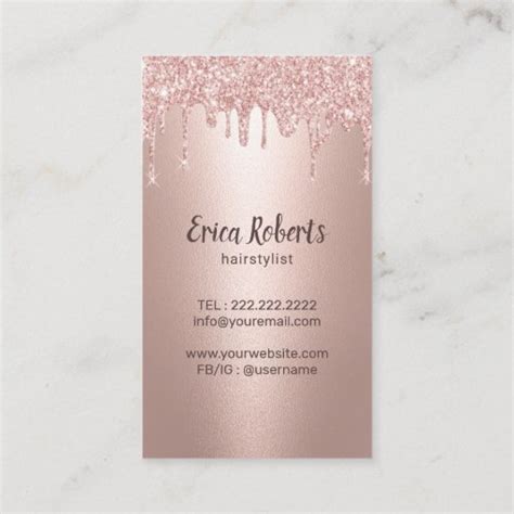 Hair Stylist Rose Gold Drips Diamond Scissor Salon Business Card Zazzle