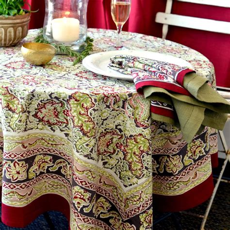 French Tablecloth Malini Red And Green Table Linens French Tablecloths