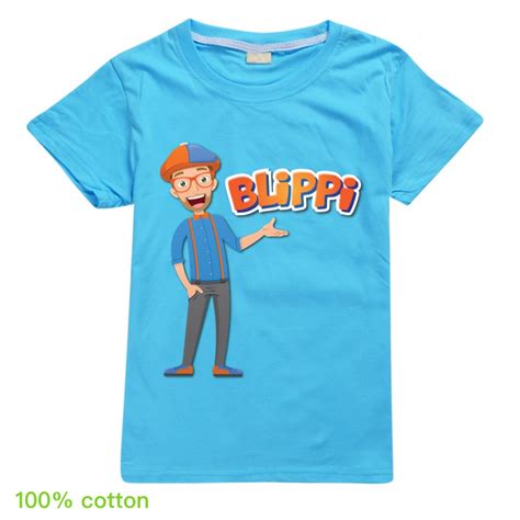 New Blippi T Shirt Kids Children Short Sleeve 100 Cotton Summer Casual