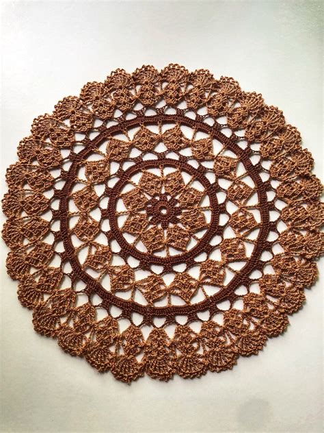Reserved for Cheryl Brown Shell Doily two-toned brown round | Etsy