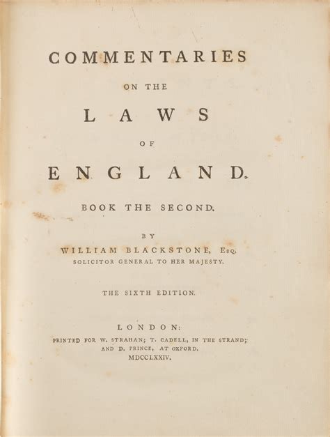 Commentaries On The Laws Of England 1st London Edition 1774 4 Vols By Blackstone Sir William