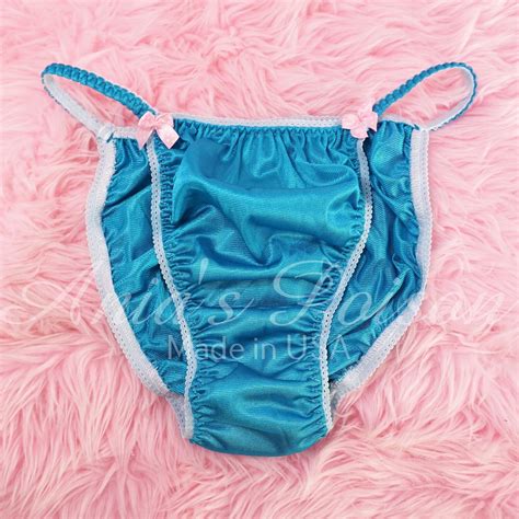 Nylon Chiffon Ania’s Poison Manties Rare Vintage Style Turquoise Blue String Bikini Soft Sissy