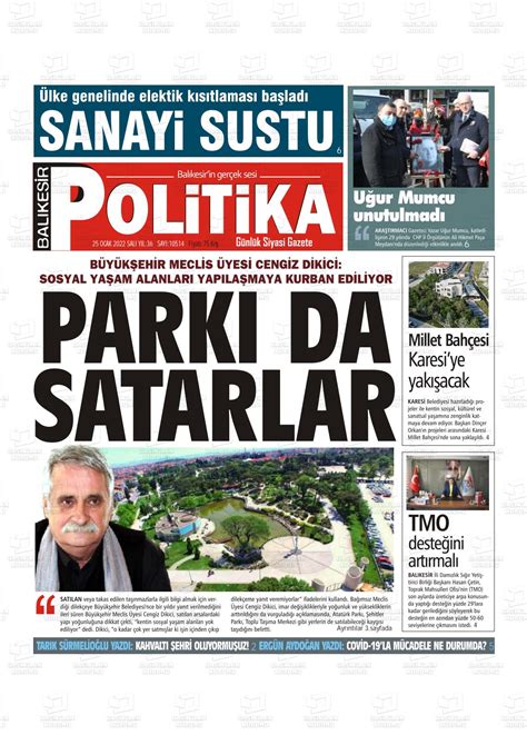 25 Ocak 2022 tarihli Balıkesir Politika Gazete Manşetleri