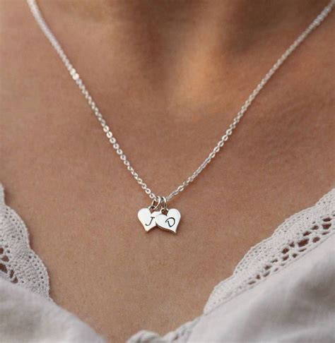 Personalized Necklace For Girlfriend Couples Jewelry With Initials In