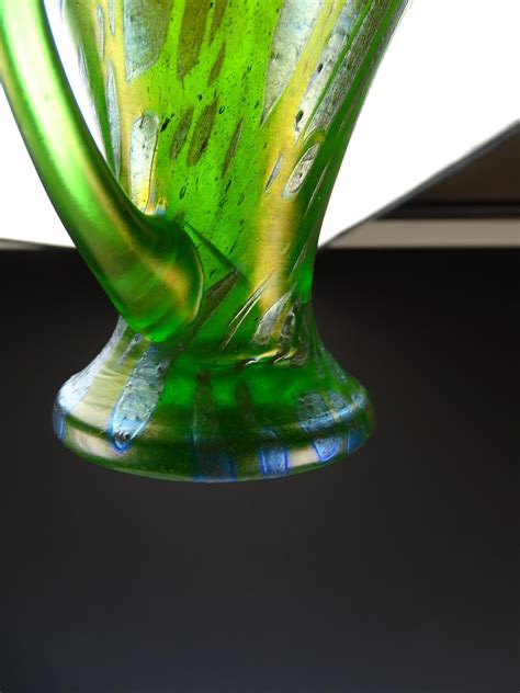 Art Nouveau Loetz Pampas Tall Handled Glass Vase C1900 From Hideandgokeep On Ruby Lane