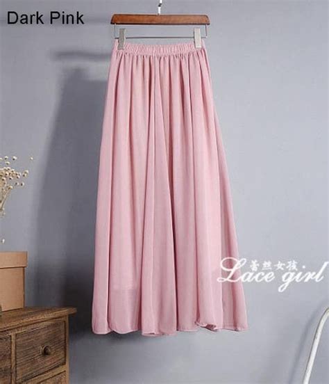 Summer Elastic Waist Casual Long Maxi Skirts Long Maxi Skirts Maxi Skirt Long Chiffon Skirt