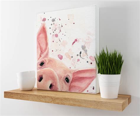 Pig Art Pig Canvas T For Her Farmhouse Decor Pig