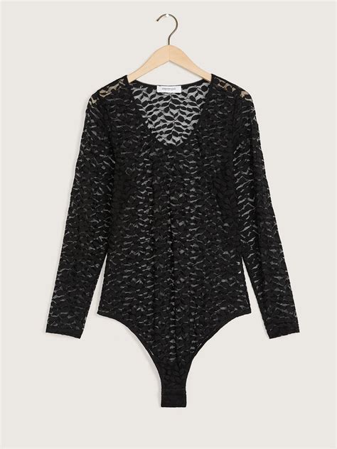 Black Lace Thong Bodysuit Addition Elle Penningtons