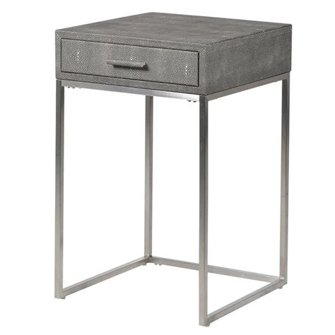 Shagreen Side Table With Drawer Leather Side Table Side Table With