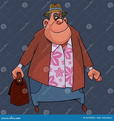 Cartoon Character Fat Man With Hat And Briefcase In Hand Stock Vector Illustration Of Employee