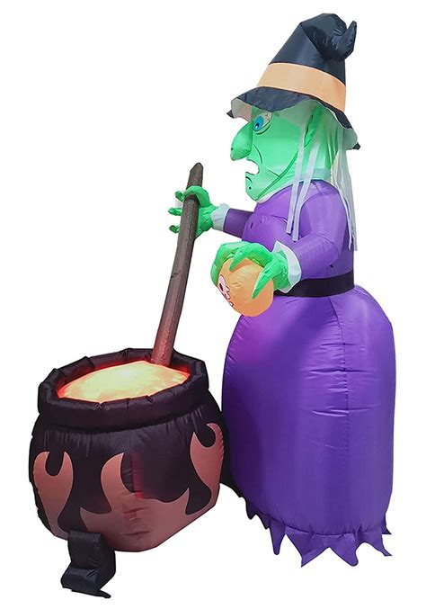 6ft Inflatable Witch And Cauldron Halloween Prop Witch Decorations