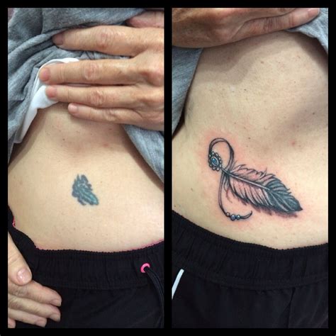 Feather Tattoo Cover Up Before And After Tatoeage