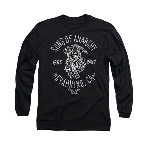 Sons Of Anarchy Fabric Print Black Long Sleeve T Shirt