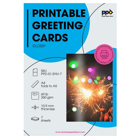 Ppd Inkjet Gloss Greeting Card Paper Super Heavyweight A4 To A5 260gsm