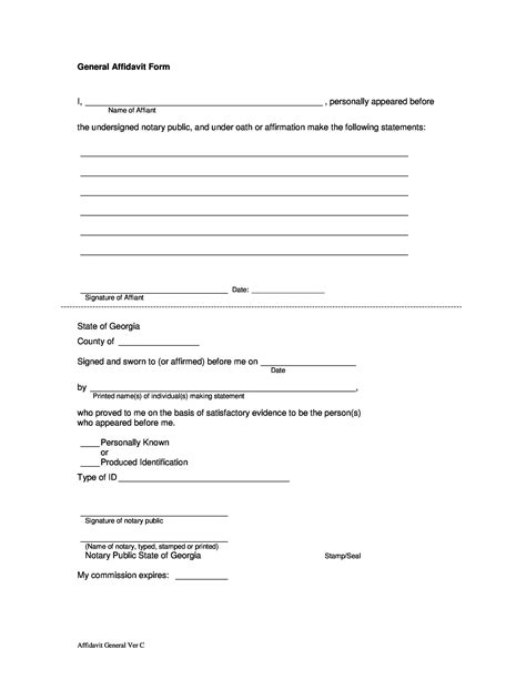 Printable Affidavit Forms