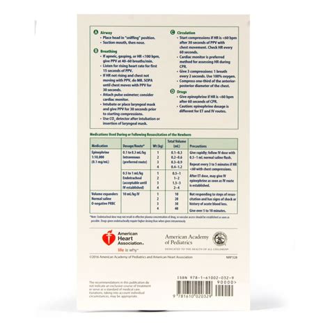Neonatal Resuscitation Program Pocket Card Single Card