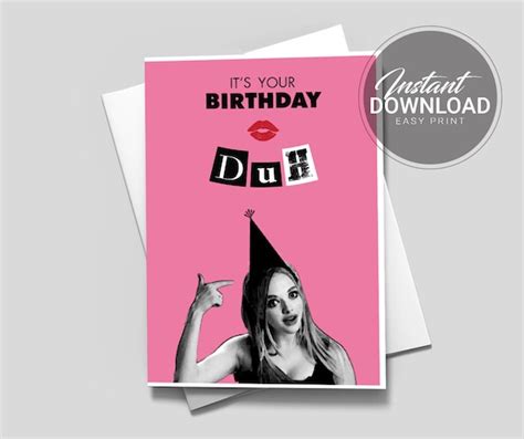 Mean Girls Birthday Card Funny Birthday Cards Birthday Cards For