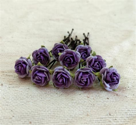 10pcs Purple Rose Flower Pins Bridal Hair Pins Purple Etsy Uk