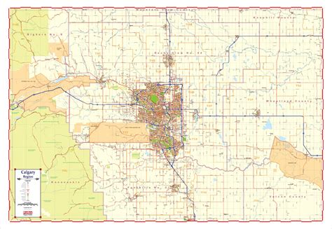 Map Of The Calgary Region Large And Laminated New 2021 Edition With