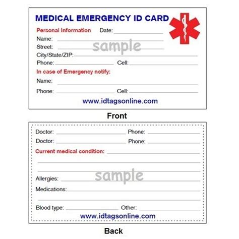 Chapter 5 ¾ page 3. Medical Emergency wallet card for Medical Alert Id bracelets and Dog Tags. | eBay