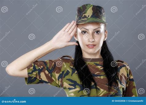 Woman Army Soldier Saluting Stock Photo Image Of Female Attractive