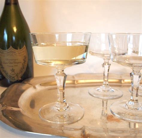 Gorgeous Vintage Crystal Champagne Coupe Glasses With Flat