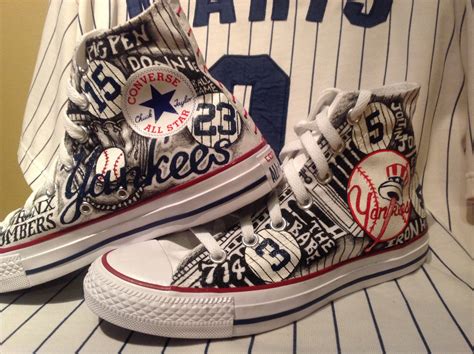 New York Yankees Converse Custom Shoes Etsy