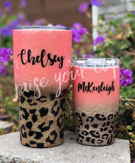 Customizable Leopard Print Personalized Glitter Tumbler White And Good